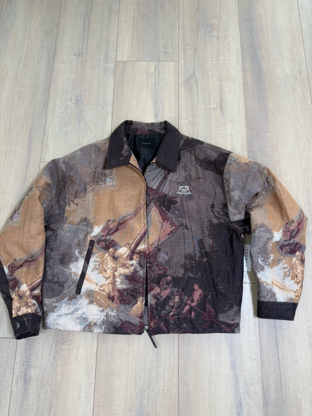PacSun Multitone Printed Bomber Jacket - Brown, Black, Cream
